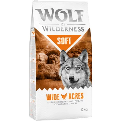 Wolf of Wilderness Soft Wide Acres, färskt kycklingkött med fjäderfä, 100 % spannmålsfritt recept, 12 kg.
