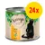 Feringa Organic Duck with pears & catnip, Adult, 200 g Dose, Abbildung mit schwarzer Katze, gelber Kreis mit roter Aufschrift 24x Feringa Organic Duck with pears & catnip, Adult, 200 g Dose, Abbildung mit schwarzer Katze, gelber Kreis mit roter Aufschrift 24x