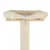 Rascador para gatos con poste de sisal, base de madera y cama acolchada beige en la parte superior. Incluye bola colgante de felpa.
