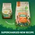 Comparison of old and new Harringtons puppy chicken grain free food packaging, highlighting superfoods, vegetables, and a supercharged new recipe.
