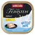 Animonda Vom Feinsten Adult mit Huhn und Joghurtkern, Serviervorschlag auf schwarzem Teller, Milkies-Logo sichtbar.