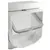 Puerta abatible para mascotas de plástico blanco con marco rectangular y solapa transparente.