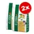 2 sacs de croquettes pour chien Libra Adult au poulet, 14 kg chacun, marque Affinity, étiquette Mediterranean Balance et image d’un chien sur l’emballage. Pastille rouge avec « 2x ».