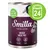 Smilla Mixed Meat Pot natvoer, gans, rund en kip, bevat taurine, graanvrij, 400 g. Voordeelverpakking met 24 blikken zichtbaar.