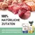 100% natürliche Zutaten. Keine Konservierungsstoffe oder zugesetzte Farbstoffe. Schesir Katzenfutter mit Thunfisch und Garnelen, verschiedene Verpackungen sichtbar.