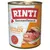 RINTI Kennerfleisch med kylling, kornfri. RINTI siden 1926 Original. Vist: kødstykker og ingredienser.