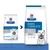Hill's Prescription Diet Derm Complete Mini, skin care & food sensitivities, veterinarian recommended. To poser med hundebillede og blå/hvidt design vises side om side.