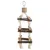 Hanging toy made of wood and rope with carabiner, consisting of several levels of natural wood rods and cotton ropes.