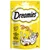 Dreamies kattensnacks met kaas, 60 g. Tekst: mit köstlichem Käse, vitamine & mineralstoffe, nur 2 kcal pro Stück. Afbeelding van kaasblokje en liggende kat.