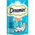 Dreamies kattensnack 60 g, met smakelijke zalmsmaak. Tekst: 'Vitaminen & mineralen', 'Minder dan 2 kcal per snack'. Verpakking toont cartoonkat en snacks.