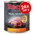 Rocco Real Hearts Chicken, burk med kyckling och hjärtan. Text: 24x 800 g, with whole chicken hearts, 800 g, Chicken Huhn Poulet.