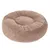 Ronde, beige pluche dierenmand met opstaande rand en zacht kussen in het midden. Materiaal: stof.