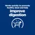 Works quickly to promote healthy stool and help improve digestion. Szöveg angol nyelven, emésztést javító hatás kiemelve, kutya sziluettje piktogrammal.