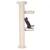 Cat tree with three padded resting platforms and sisal posts, grey cat climbing on the cat tree.