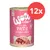Wol Cat Premium Junior Paté Geflügel & Leber, 12x. Widoczna puszka z napisem: 99 % mięsa i podrobów, bez zbóż. Smak: drób i wątróbka. Opakowanie zbiorcze.