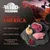 Wild Freedom Spirit of America: 30% fresh meat, 100% grain-free, ingredients typical to the region. Image shows raw meat cuts and berries on a slate with North America map background.
