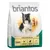 Упаковка корма для собак Briantos Senior, 1 кг. Видны надписи: SENIOR, Rich in Poultry & Rice, Formulated for Mature Dogs, High Tolerance. Изображение собаки и семьи на фоне поля.