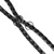 Geflochtene Hundeleine in Schwarz und Grau mit Metallringen, robustes Design.