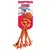 KONG Wubba Weaves Spielzeug mit orange-rotem geflochtenem Seil und Quietscher, Verpackung zeigt Produktnamen und Design.