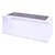 Terrario bianco con frontale in vetro e coperchio a griglia ventilato, forma rettangolare.