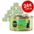 Cosma Pure Love Skipjack Tuna In Jelly, Single Protein Pure Fish, 24x170 g konzervi za mačke prikazane na slici. Zelena ambalaža s crnom siluetom mačke.