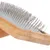 Brush with wooden handle and fine metal bristles, suitable for coat care.