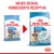Comparaison de deux sacs Royal Canin Starter Mother & Babydog Medium 11–25 kg, ancien et nouveau design. Texte en haut : NEUES DESIGN, VERBESSERTE REZEPTUR (allemand).
