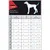 Size chart for Rukka Pets Breeze Jacket with back length, neck circumference and chest circumference in cm and inches for sizes from 25 to 65.