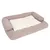Coussin rectangulaire pour animal, rebords rembourrés en tissu beige, centre matelassé blanc, sans marque visible ni texte.