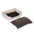 Cama rectangular para mascotas en tela beige con borde acolchado y cojín extraíble marrón. Ambos elementos visibles separados.