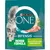 Purina ONE Bifensis Indoor Formula, rico en pollo como ingrediente nº1. Imagen de un gato y trozos de pollo, trigo y verduras en el envase.