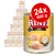 Pack de 24 latas de 800 g Rinti Sensible, visible texto: 100 % Huhn, 1 % tierisches Protein, glutenfrei, kartoffel. Imagen de pechuga de pollo y patata en la etiqueta.