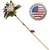 Baguette de jeu pour chat avec plumes naturelles, étiquette visible, badge rond « Fabriqué aux États-Unis » avec drapeau américain.