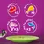 Produktvarianten: mit Rind x3, mit Huhn x3, mit Lachs x3, mit Thunfisch x3. Icons für Fleischsorten auf violettem Hintergrund.