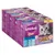 Whiskas Duo Ocean Delights in Gelee, 12 Portionsbeutel mit Lachs, Thunfisch, Seelachs und Weissfisch. Neu gekennzeichnet. Verpackung zeigt eine graue Katze und serviertes Futter.