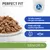 PERFECT FIT, SENIOR 7+, supports whole body health, with natural prebiotics. To help support the gut microbiome. Made with high quality ingredients. Widoczne ikony indyka i ryby.