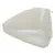 Triangular plastic bowl in beige with raised rim and attachment hook on the back.