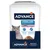 Опаковка Advance Sterilized Adult 1–10 years with Turkey за котки. Видими текстове: Weight control, Maintain muscle mass, Great taste. Снимка на сива котка и гранулирана храна.
