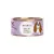 Boîte de pâtée pour chien avec texte visible : MINIS ENTE MIT KÜRBIS & HOLUNDER. Illustration d’un petit chien sur l’étiquette violette à pois blancs.