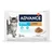 Advance Kitten 2–12 months with Chicken, pakiranje s mačićem i tanjurom hrane, 4 x 85 g. Vidljiv tekst: Contributes to a healthy growth, muscle and bone development.