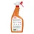 Nature's Miracle spray bottle showing usage instructions: blot, soak, wait 10 minutes, then blot again. Contains ingredient and safety information. Volume: 709ml.