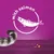 Product contains salmon, as shown by the text 'with salmon' and a fish graphic on a purple background with a striped tail and food pieces visible.