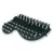Black and white brush with flexible plastic bristles, ergonomic shape for coat care.