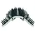 Corner brush with black and white bristles, suitable for cleaning corners or edges.