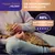 Happy Snack by Feliway, un doux moment de complicité. 88 % satisfaction propriétaires de chats. Femme caressant un chat tigré sur ses genoux.