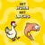 Mit Huhn, mit Lachs. Illustration eines Huhns und eines Lachses auf gelbem Hintergrund.