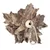 Accessoire en écorce naturelle avec perle en bois et mousqueton métallique argenté, vu de face. Aucun texte ou marque visible.