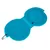 Gamelle pliable en silicone bleue avec mousqueton et surface texturée.