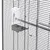 Bird cage with transparent plastic feeder attached to metal grid walls.