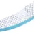Close-up van wit netmateriaal met zwart ruitpatroon en blauwe rand.